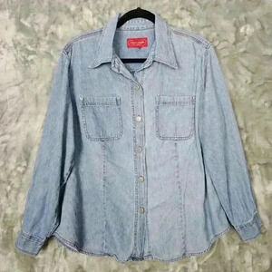 Vtg 90s Venezia Jacket Womens L Blue Denim Western Cowgirl Rodeo